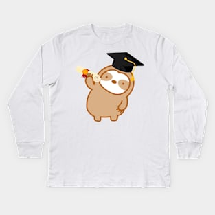 Cute Graduation Sloth Kids Long Sleeve T-Shirt